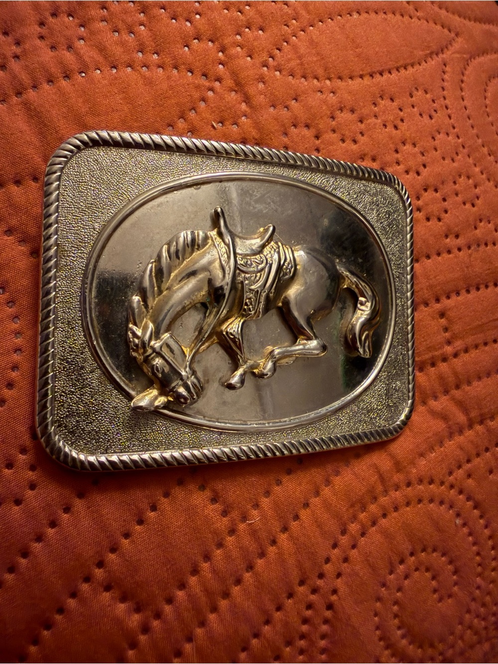 Vintage Silver Horse Western Belt Buckle